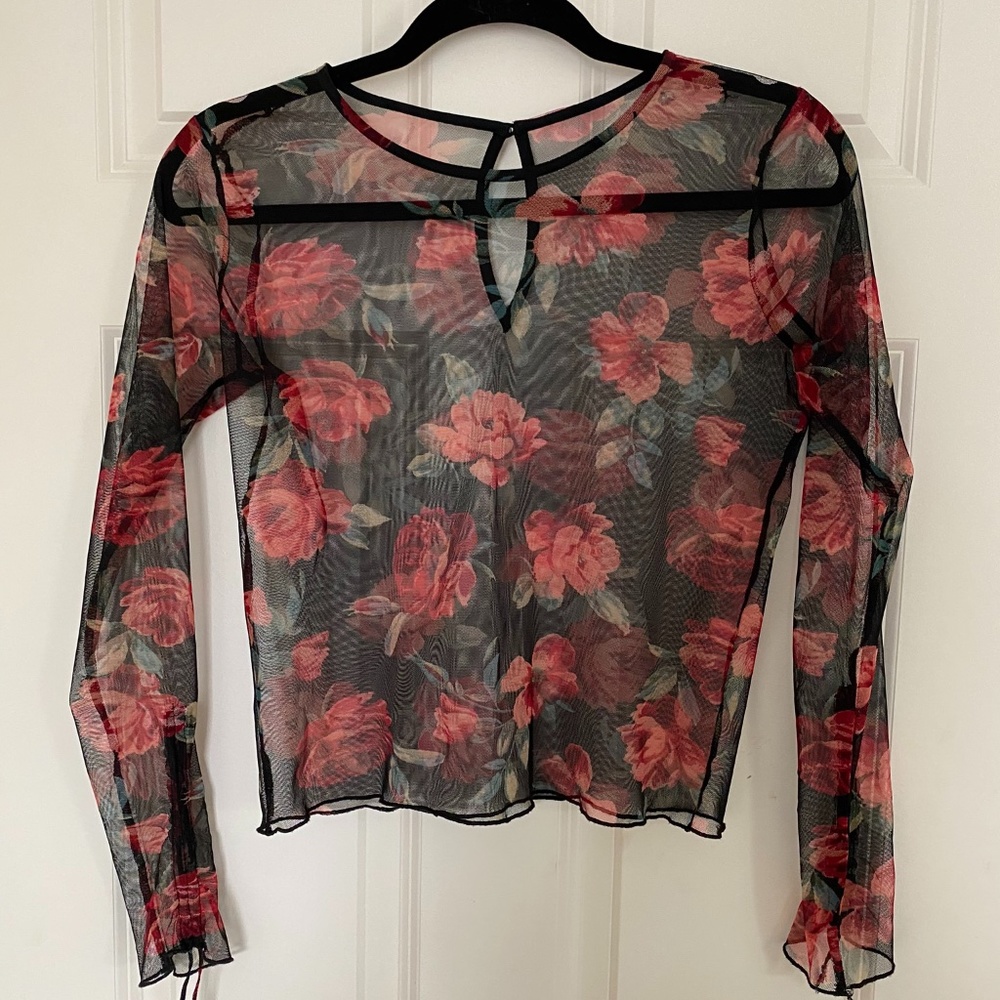 Hollister Sheer Long Sleeved Top